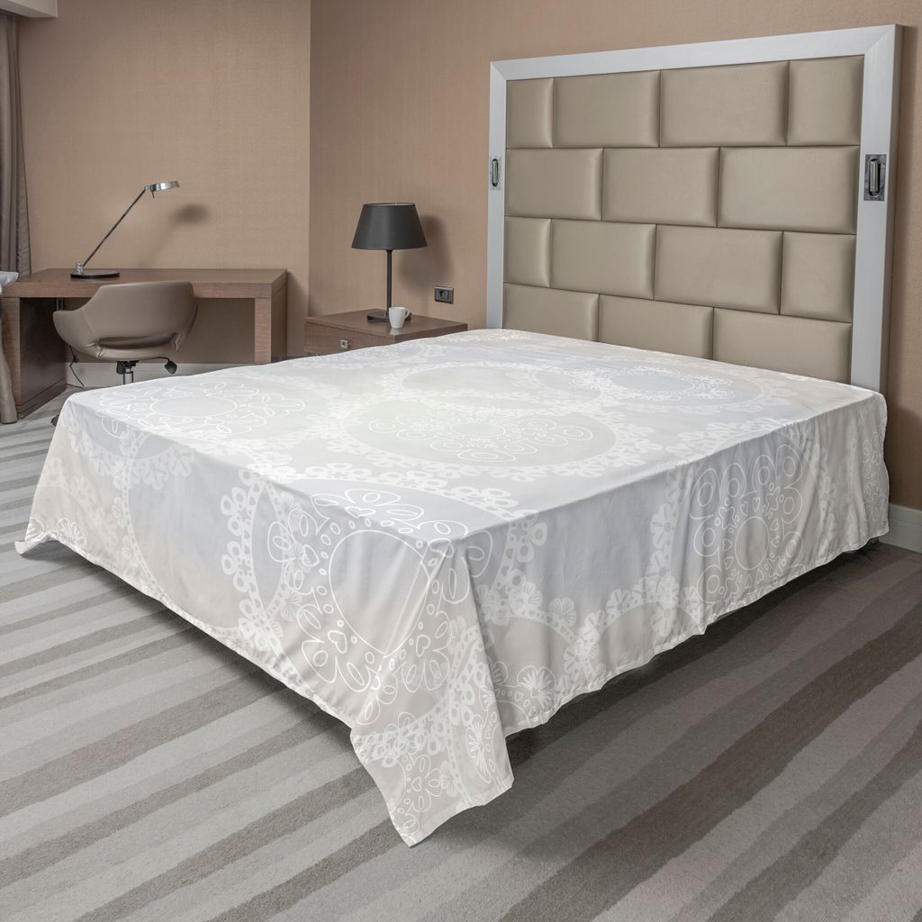 ABAKUHAUS Pearls Bettlaken, Kreis Spitze Deckchen Muster Moderner Und Romantischer Brautart Entwurfs Grafik Druck, weiches bequemes oberes Bettlake...