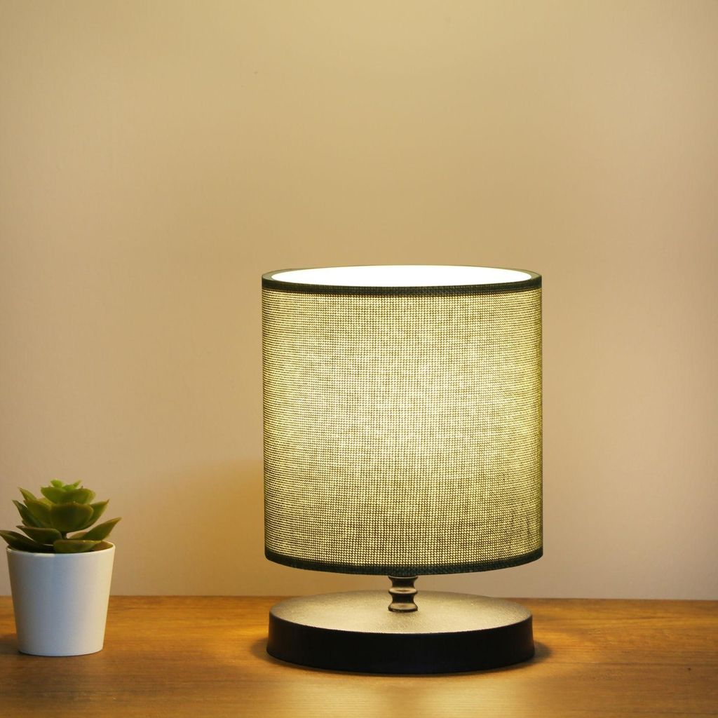 Opviq, Hochwertige Tischlampe, Stoffkörper, 15 x 15 x 22 cm, Höhe mit Kabel: 100 cm, E14 Fassung, max. 40 W, grün, elegantes Design für moderne...