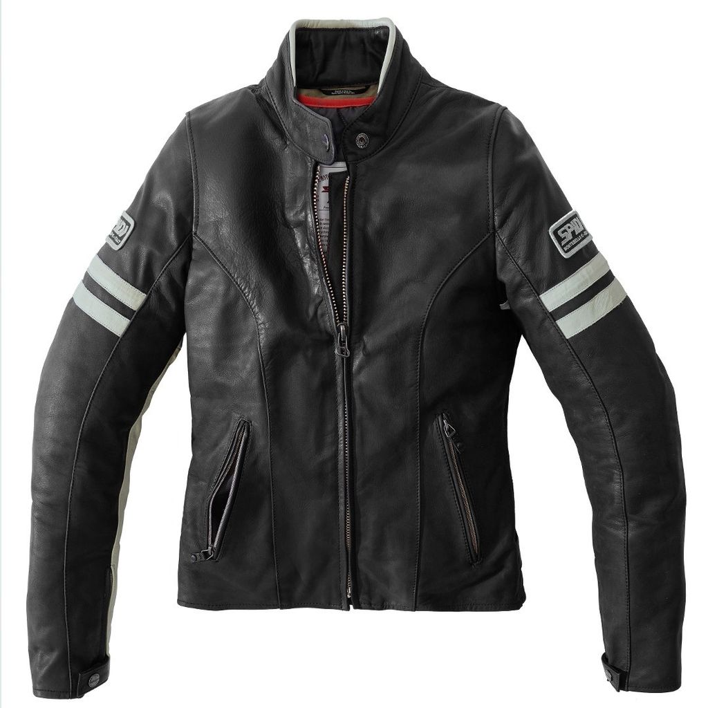 Spidi Vintage Damen Motorrad Lederjacke Farbe: Schwarz/Grau, Grösse: 38