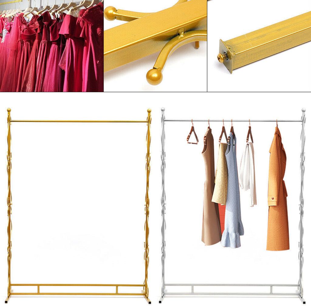 Kleiderständer Vintage Garderobenständer Metall Gardenständer mit Schuhregal Gold Hochzeitskleide Brautkleidersturm Kleiderstange Garderobenstan...