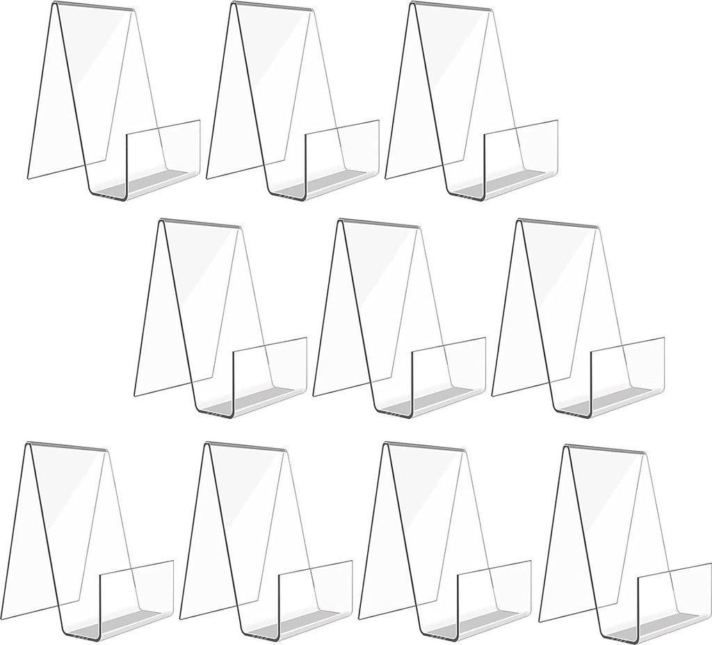 Set mit 10 transparenten Acryl-Buchstützen, Abmessungen 75×90×105 mm, maximale Belastung 15 kg