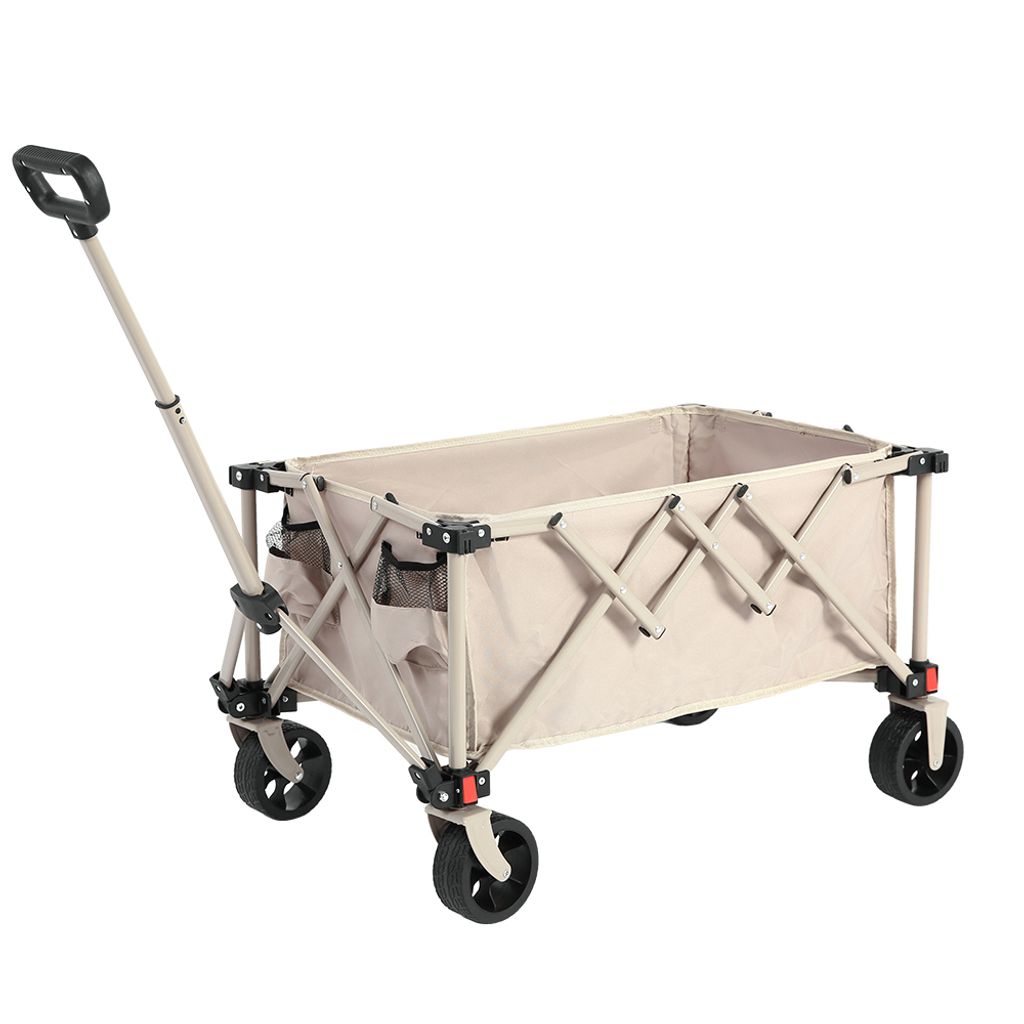 AIORBER Bollerwagen, 80 L, faltbar, abnehmbare Ausführung, selbstaufrichtender Griff, trolley, für Camping, Strand, 76,98x48x45cm, Weiß