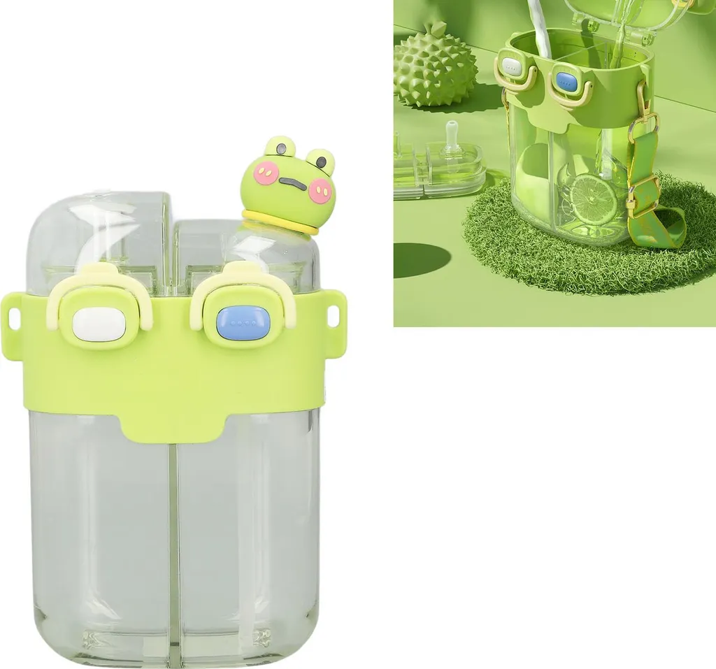 Gourde kawaii 780 ml anti-fuite avec paille intégrée et stickers déco