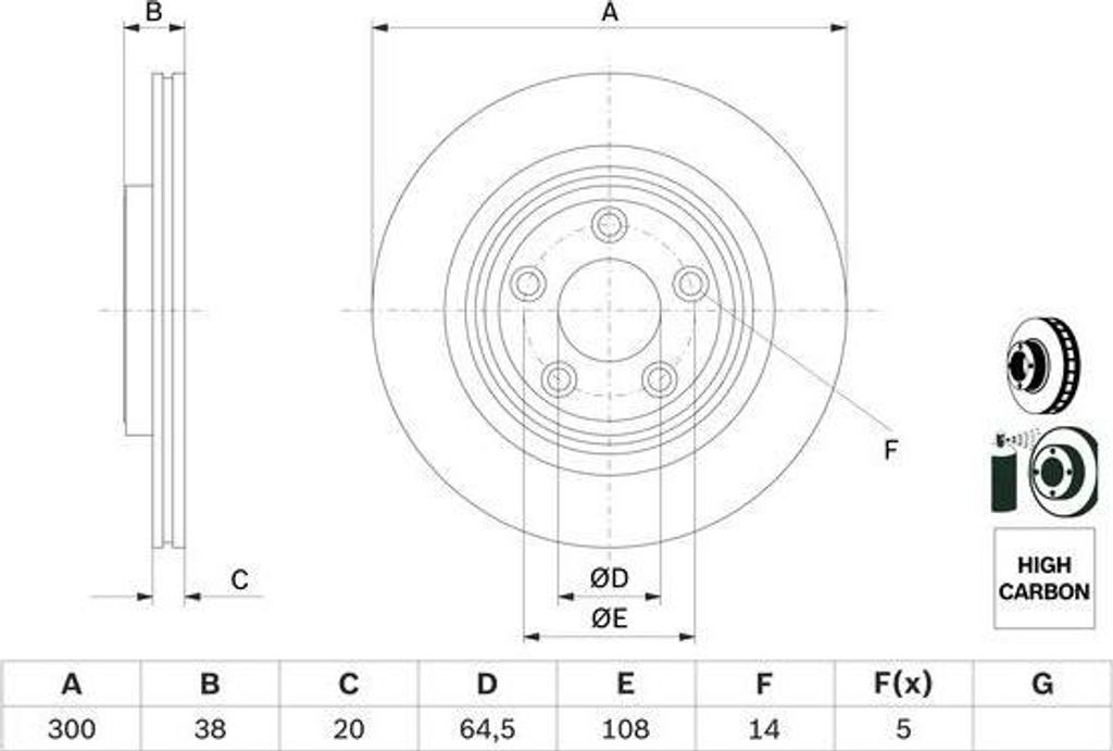 2x BOSCH Bremsscheibe 0 986 479 F67 für JAGUAR S-Type (X200) 38mm 300mm