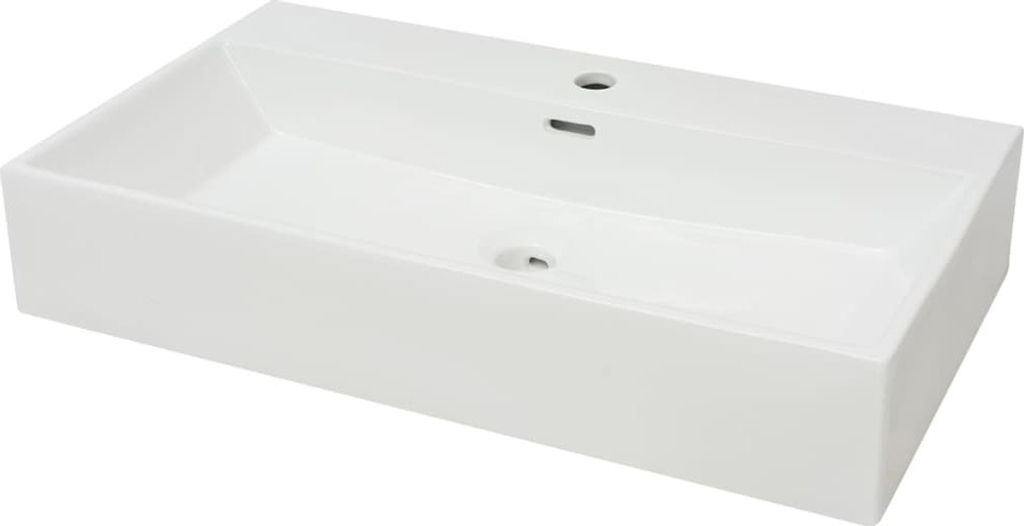 Waschbecken mit Hahnloch Keramik Weiß 76x42,5x14,5 cm