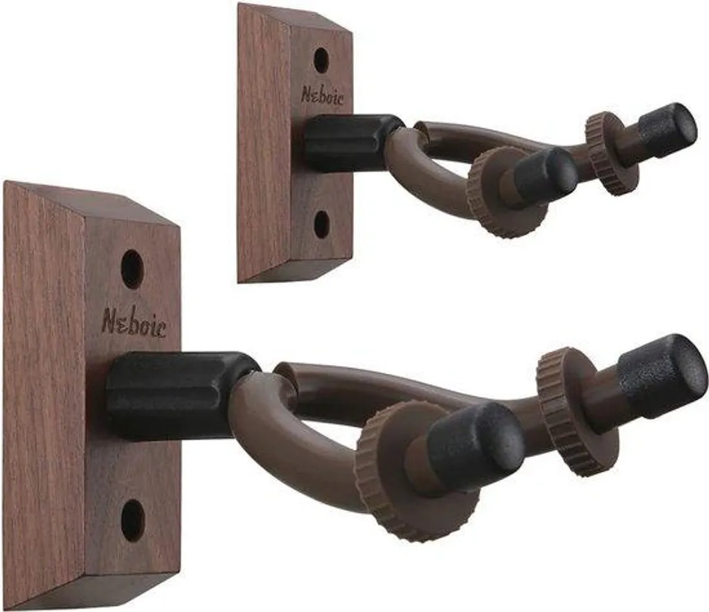 Support guitare mural lot de 2 noyer pour protéger et ranger vos cordes
