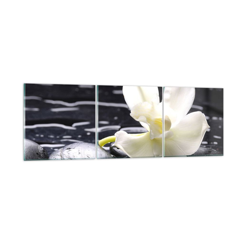 Bilder auf glas - Spa Orchidee Steine Wasser - 90x30cm - Glasbilder - Wandbilder - Kunstdruck - zum Aufhängen bereit - Wanddekoration aus Glas - G...