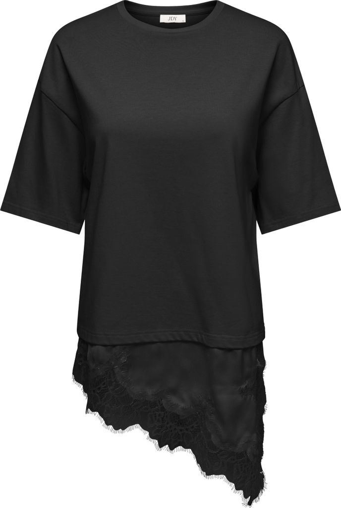 JDYALMA 2/4 LACE DETAIL T-SHIRT JRS Black M