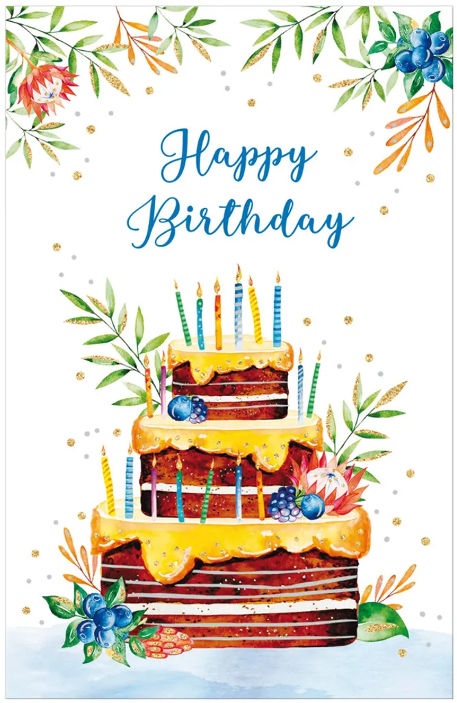 Carte de vœux premium Wish and Bloom avec motif gâteau géant coloré