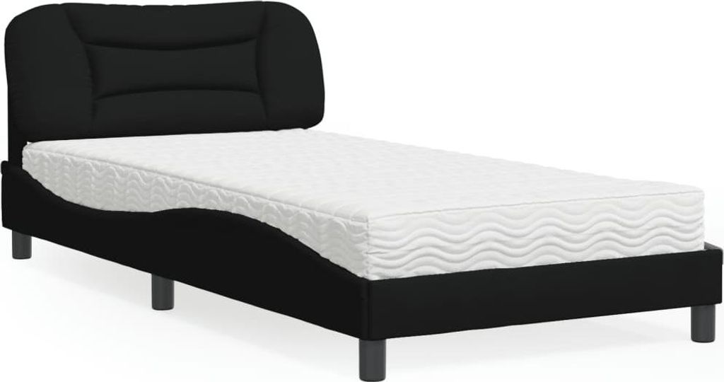 vidaXL Bett mit Matratze "Hvar" Schwarz 100x200 cm Stoff