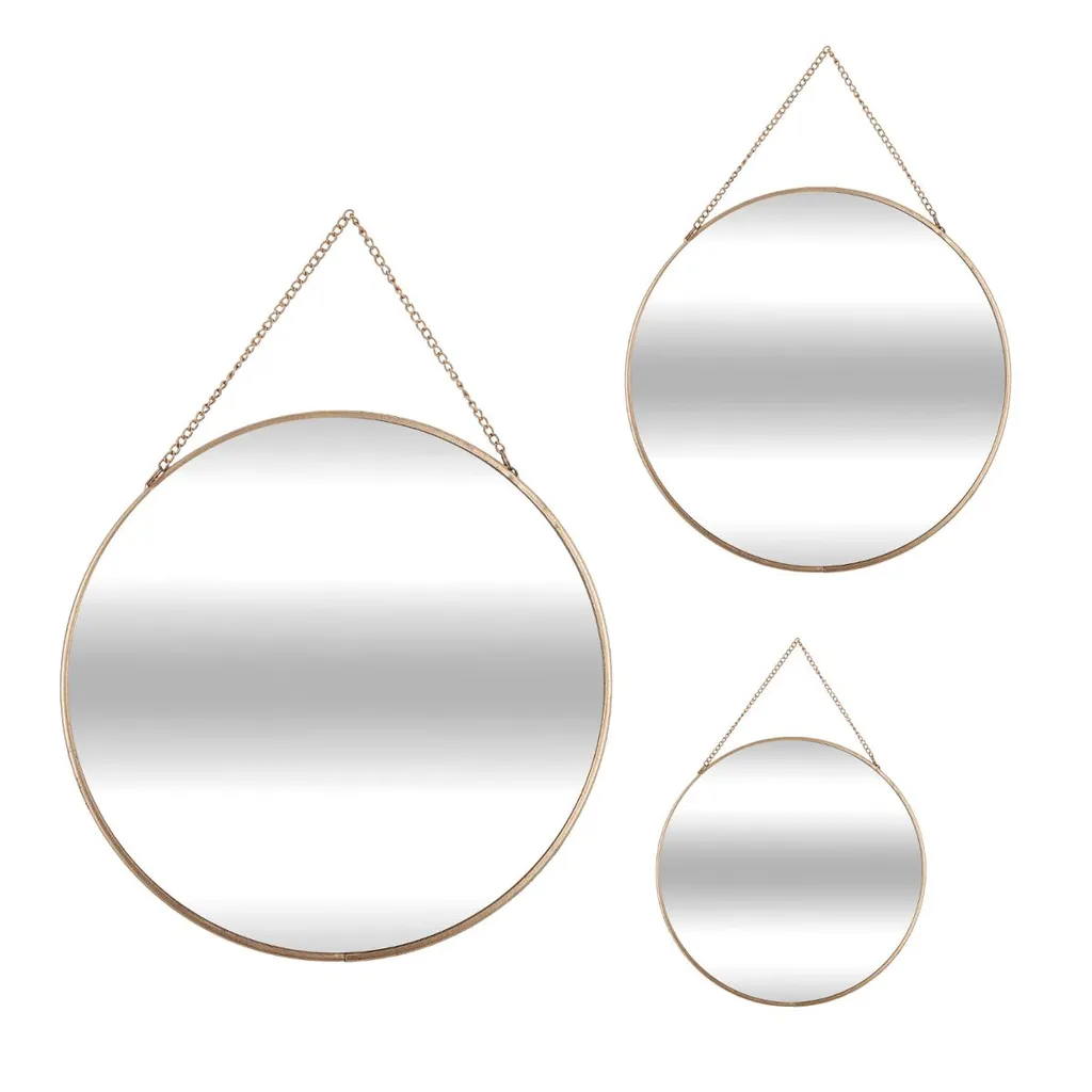 Miroirs ronds dorés set de 3 : solution déco pour murs vides et tristes