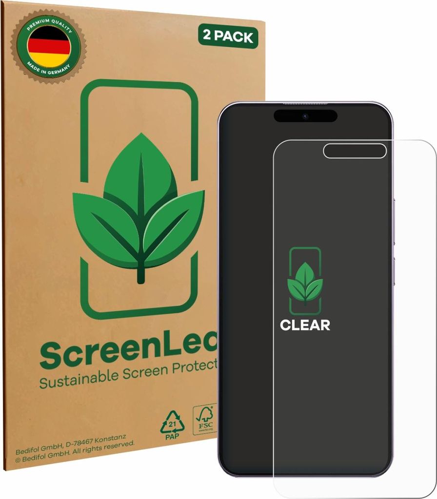 2x ScreenLeaf Schutzfolie für Oukitel P1 Pro nachhaltiger Displayschutz Display Schutz Folie Klar Transparent