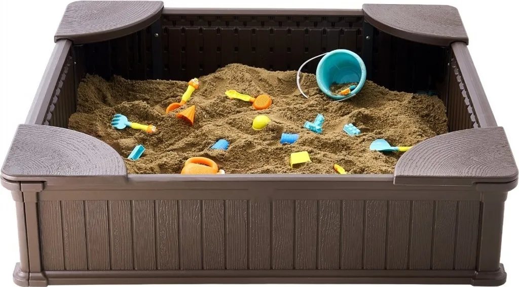 Bac à sable robuste 123cm avec assises intégrées et bois traité extérieur - 10