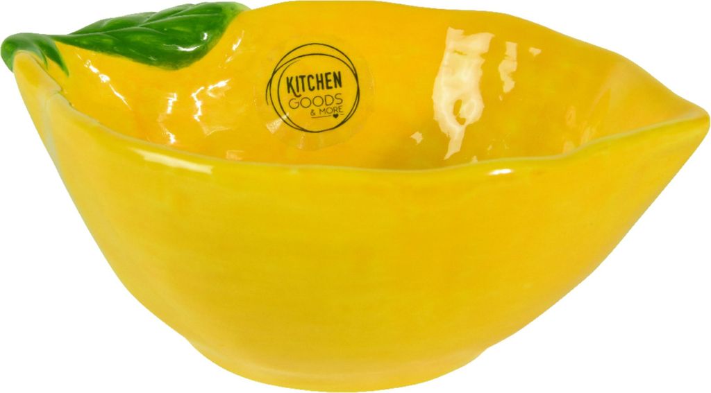 Schale 16x6cm Keramik in Zitronen Form Gelb / Grün