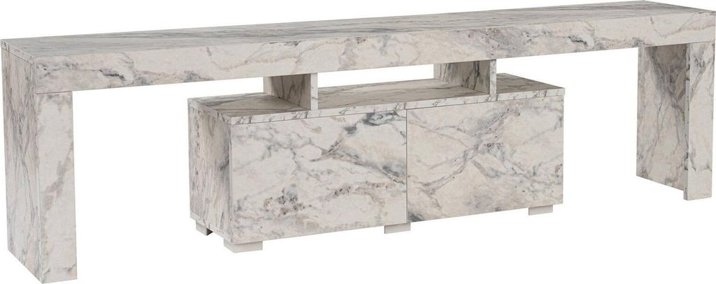 Dmora TV-Schrank Govone 180x31,3x50 cm Weiß 2 Böden 3 Fächer