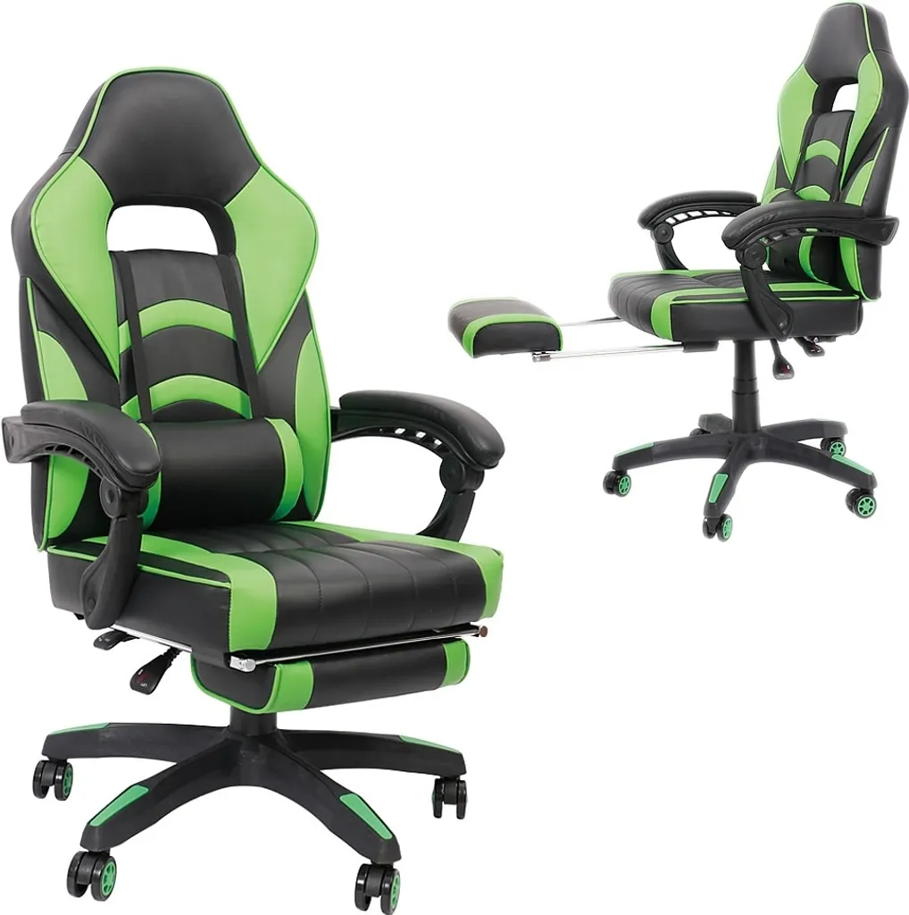 Chaise Gaming avec Repose-pieds Télescopique Melko - Confort Pivotant Noir