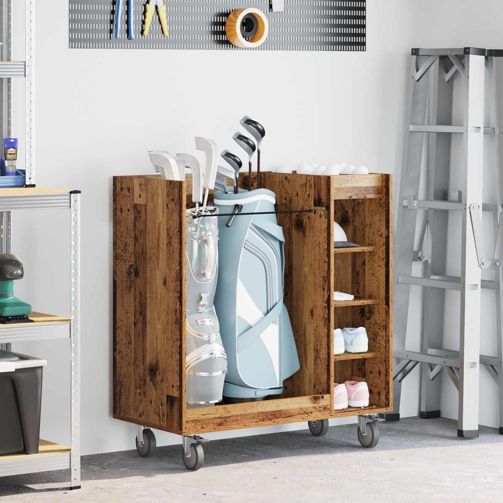 "Black Friday" Golf Schrank Mit Rad Uni Altholz 65 x 45 x 98 cm - Lager- & Regalsysteme CC3178