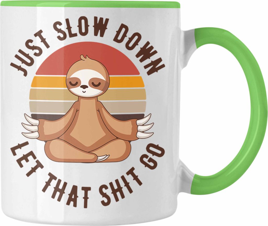 Trendation - Lustiger Spruch Yoga Geschenke Geschenkidee Faultier Lustige Sprüche Kaffeetasse für Frauen Lustig (Grün)