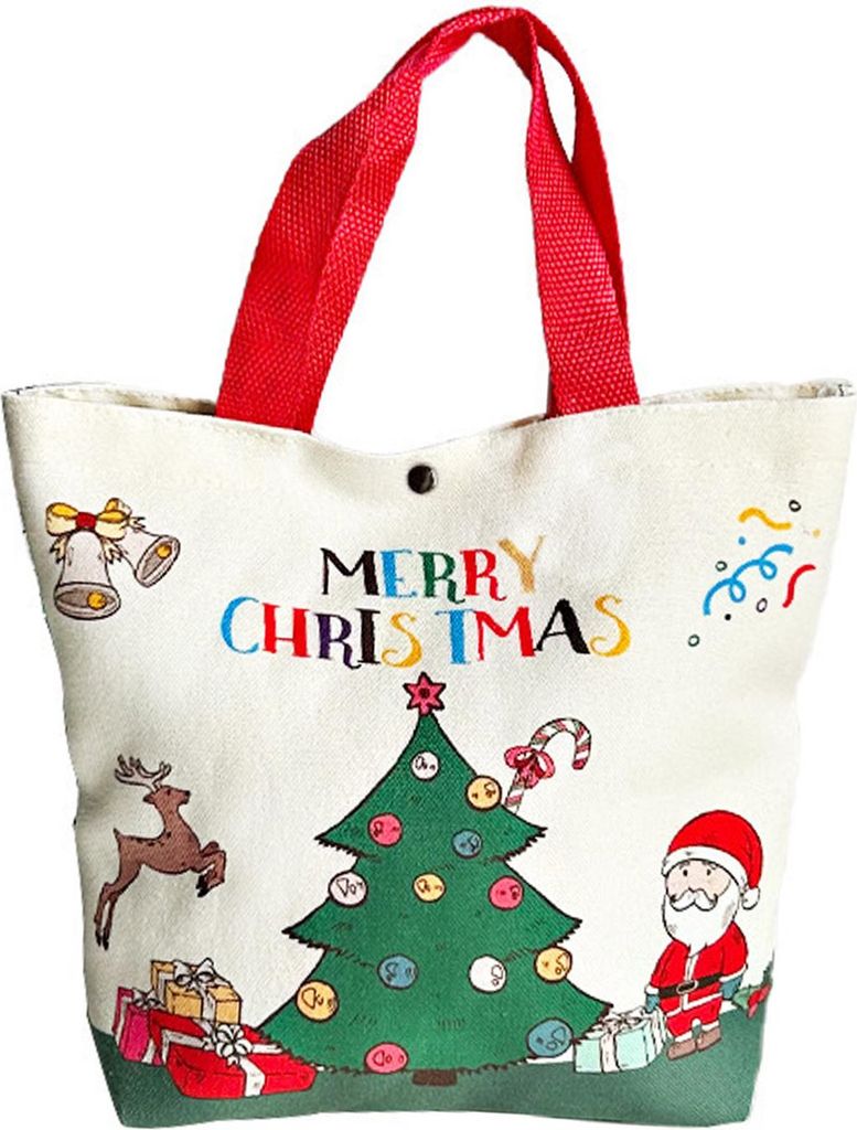 Weihnachts-Einkaufstasche aus Segeltuch, wiederverwendbar, Einkaufstasche, Winterurlaub, Geschenktüte zum Verpacken von Geschenken, Aufbewahrung