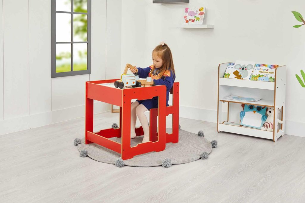 Skye Decor, Hochwertiges Kindertischset (1 Tisch + 1 Stuhl), Rot und Weiß, Tisch: 56 x 55 x 45 cm, Stuhl: 34 x 55 x 33 cm | 100% MDF, 12 mm dick |...