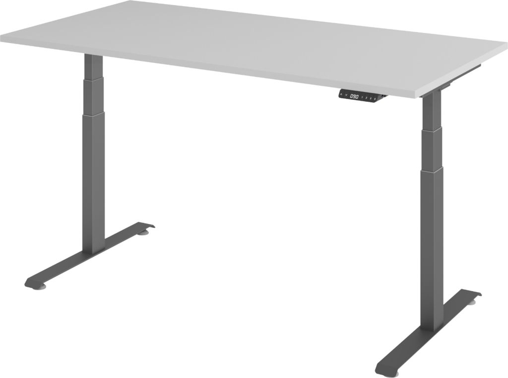 bümö Schreibtisch elektrisch Lite - Größe: 160 x 80 cm, Gestell: Graphit, Nachbildung: Grau