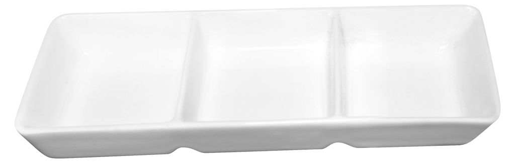 Porseleinen proefschotel, 3 compartimenten, wit, 21 x 9 cm Productafbeelding 