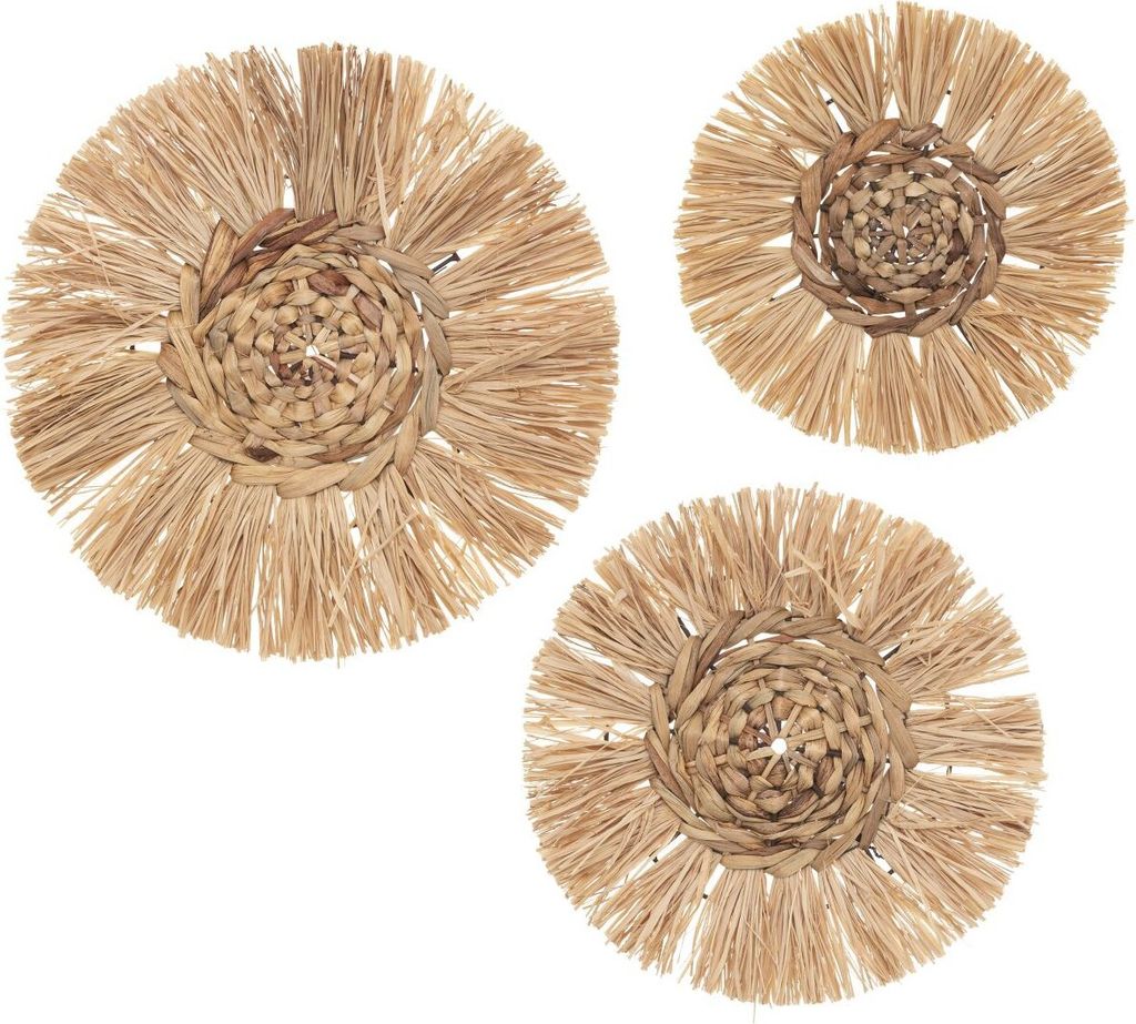 Set aus 3 wanddekorationen aus bast d25 30 36cm - Atmosphera créateur d'intérieur