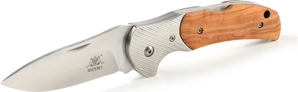 Klappmesser Edelstahlklinge Olivenholzgriff