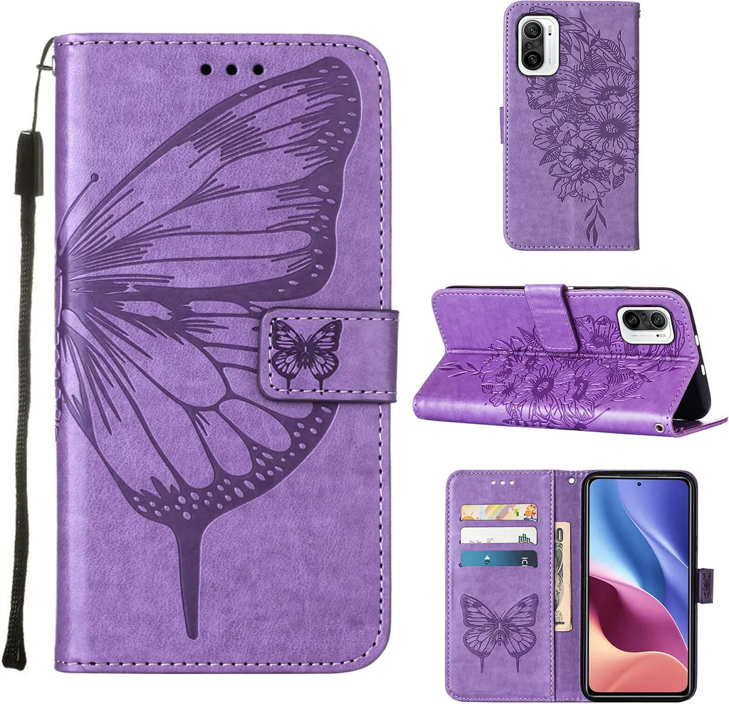 Cover Portafoglio Xiaomi 11i / Poco F3 Viola - Custodia con Stand e Card Slot