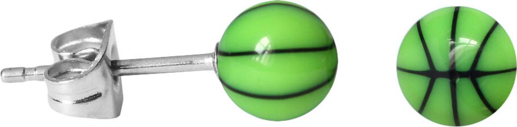 Chirurgenstahl Ohrstecker Basketball Größe - 6 mm Farbe - Grün