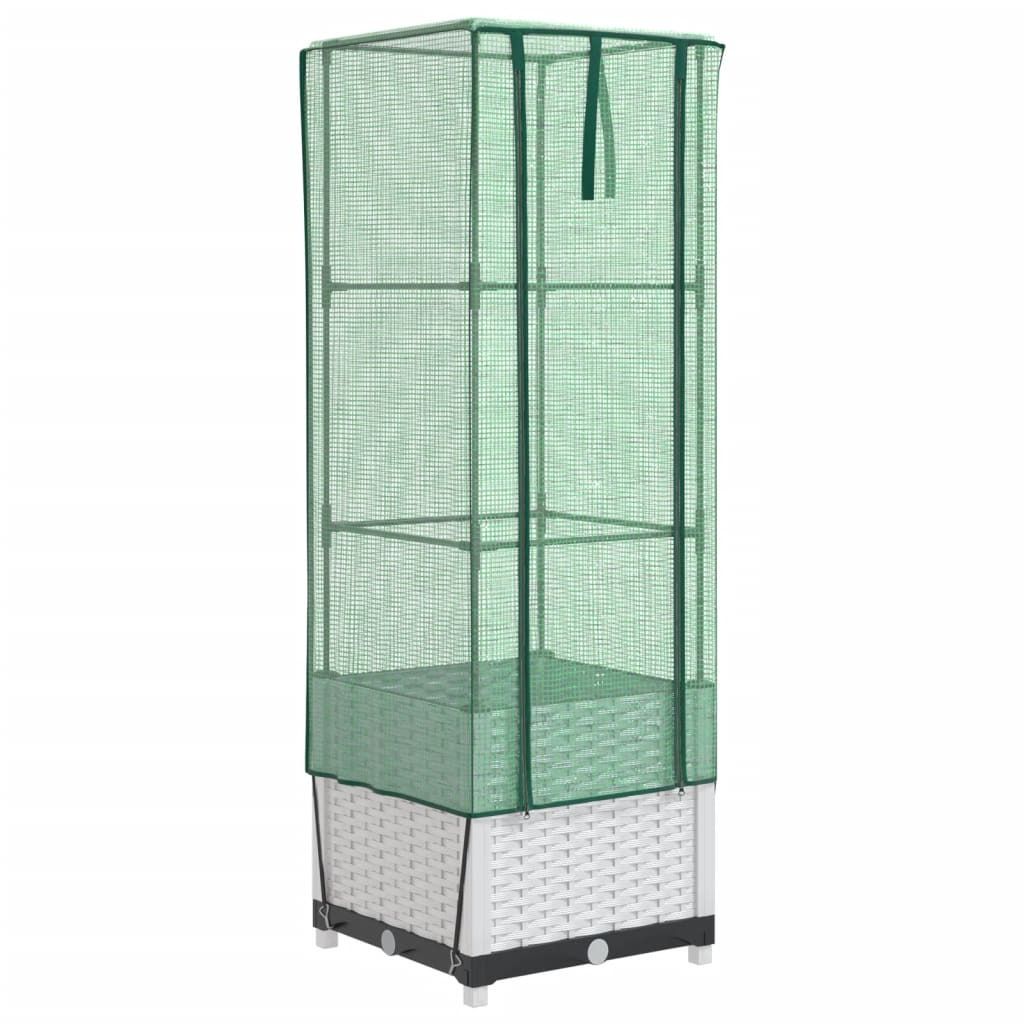 vidaXL Hochbeet mit Gewächshaus-Aufsatz Rattan-Optik 40x40x139 cm