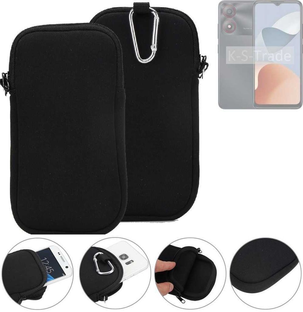 K-S-Trade Neopren-Hülle Handyhülle kompatibel mit ZTE Blade A34 Schutzhülle Neoprenhülle Sleeve Schutz-Hülle Gürtel Tasche Case Holster