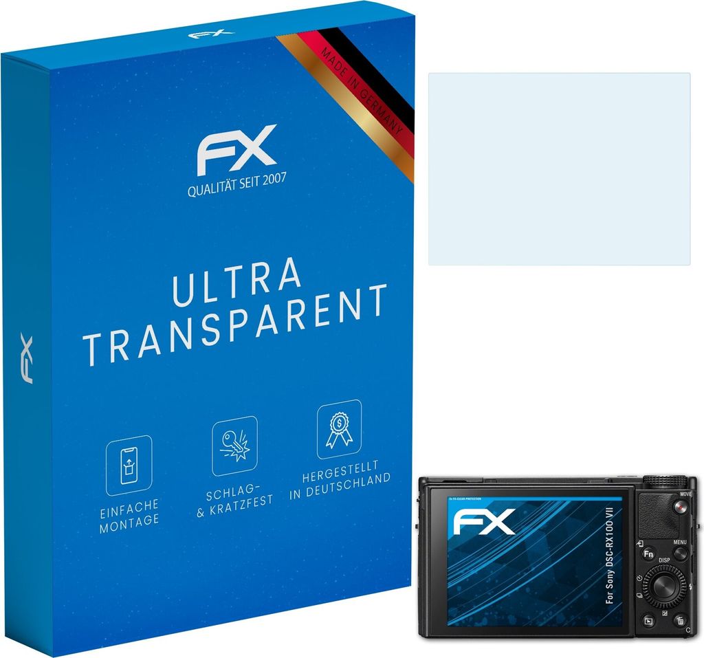 atFoliX FX-Clear 3x Schutzfolie kompatibel mit Sony DSC-RX100 VII Displayschutzfolie
