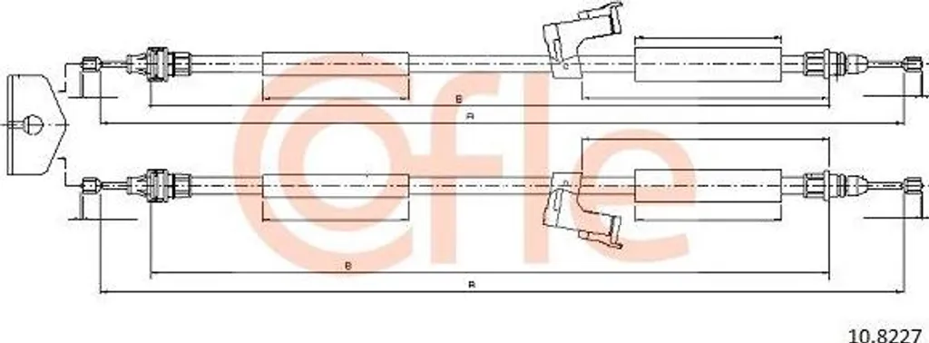 Câble de freinage arrière compatible avec Volvo S40 et V50 - COFLE 10.8227