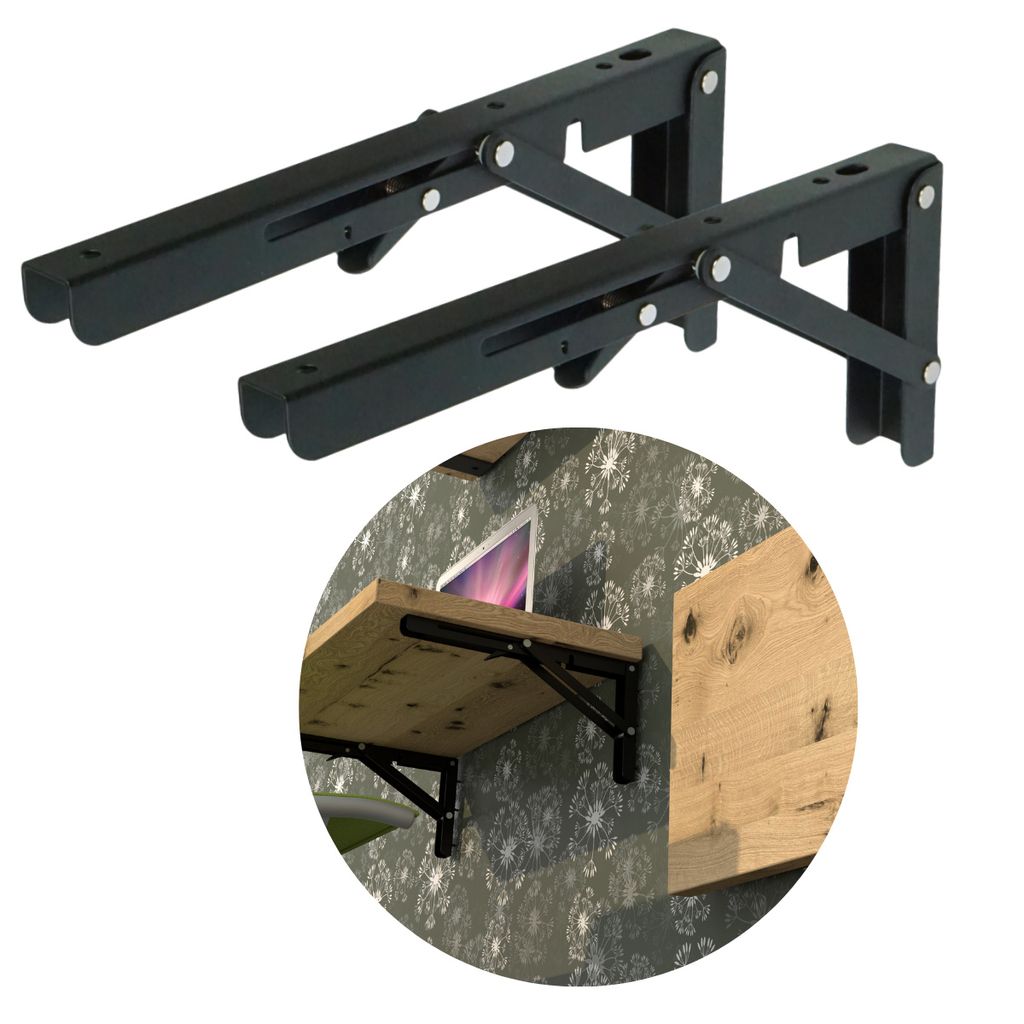 Klappbarer Schwerlast-Winkelträger FLEXO 305 x 150 x 25 mm, schwarz, 2 Stück