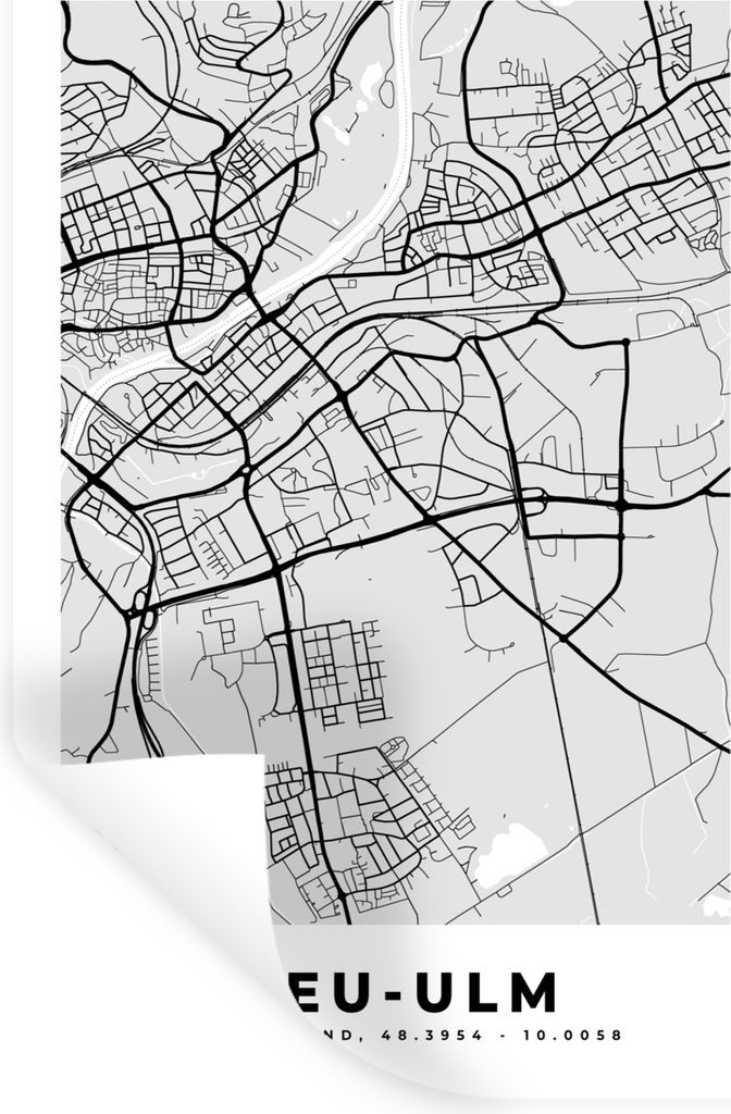MuchoWow Wandtattoo Wandsticker Wandaufkleber Karte - Deutschland - Neu-Ulm - Stadtplan 80x120 cm Selbstklebend und Repositionierbar - Reposition...