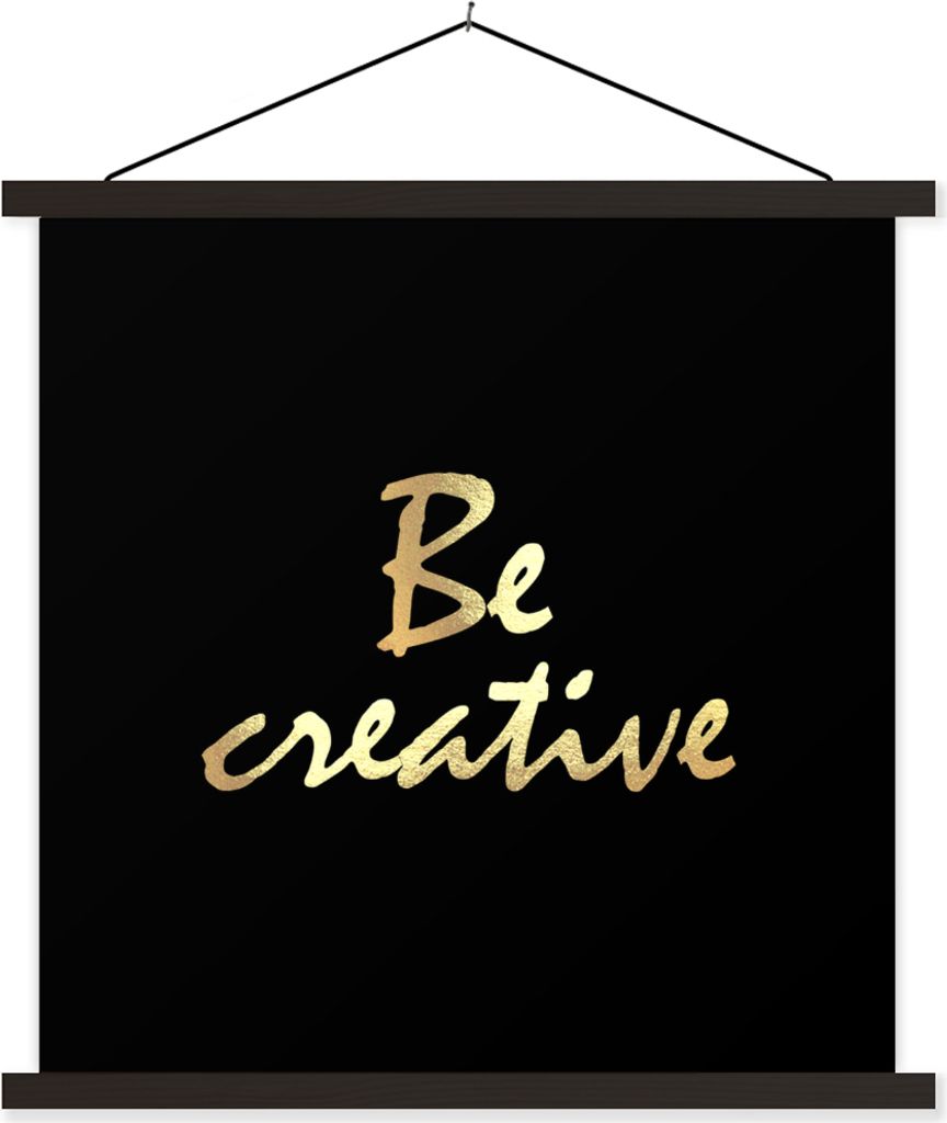 MuchoWow Textilposter Zitate - Kreativ - Gold 40x40 cm mit schwarzem Rahmen - Fotos