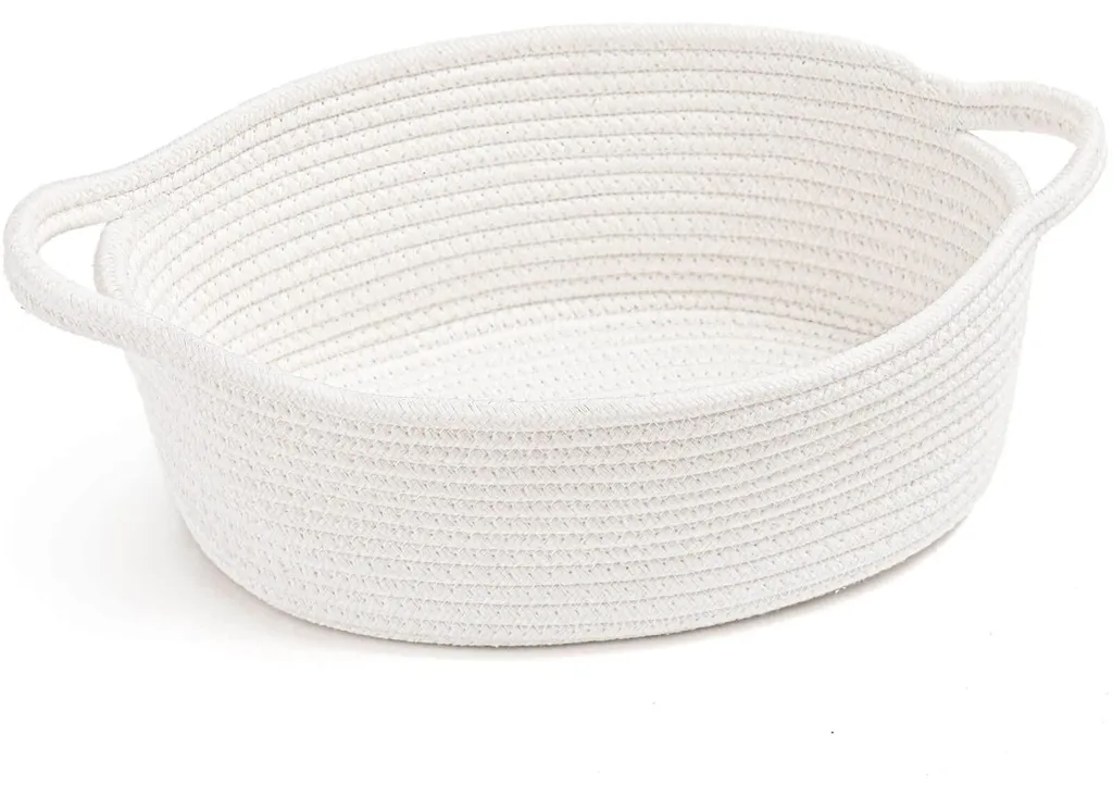 Petit panier de rangement tressé blanc pour cosmétiques et jouets