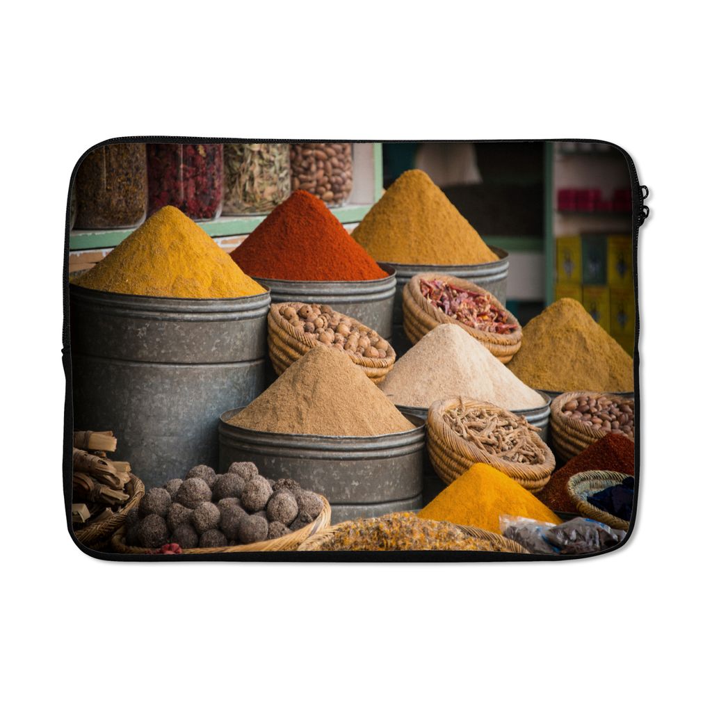 MuchoWow Laptop Hülle 14 ZollKräuter - Ton - Gewürze - Gelb - Braun Laptoptasche - Laptoptasche - Stoßsicher - Schutzhaube