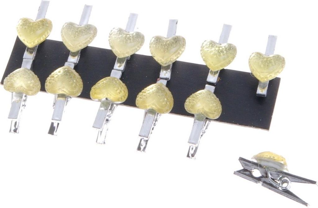 Miniklammer "Herz" creme-silber ca. 2,5 cm 1 VE = 3 x 12 Produktbild 
