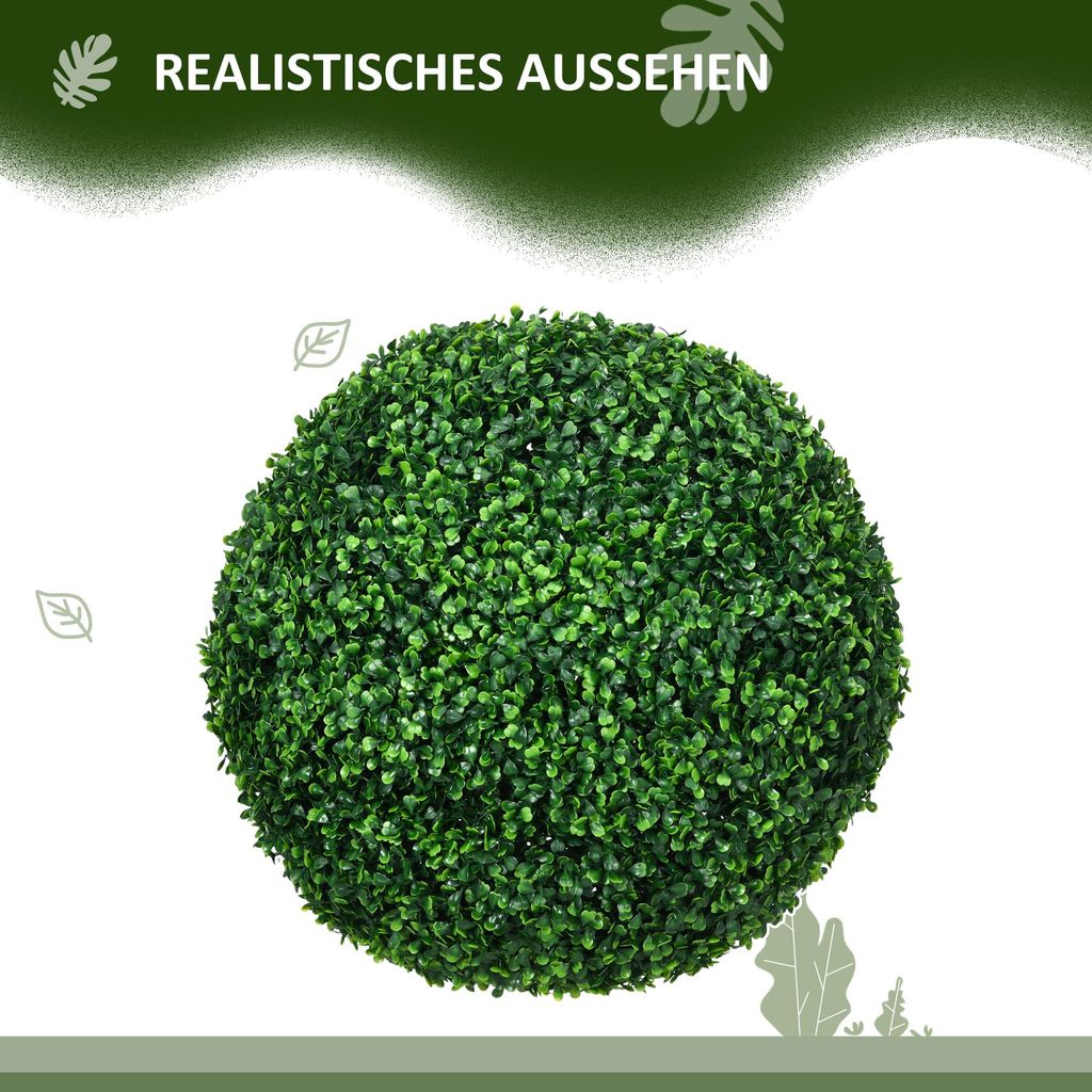 HOMCOM 2er Set knstliche Buchsbaumkugel 50 cm Kunstpflanze