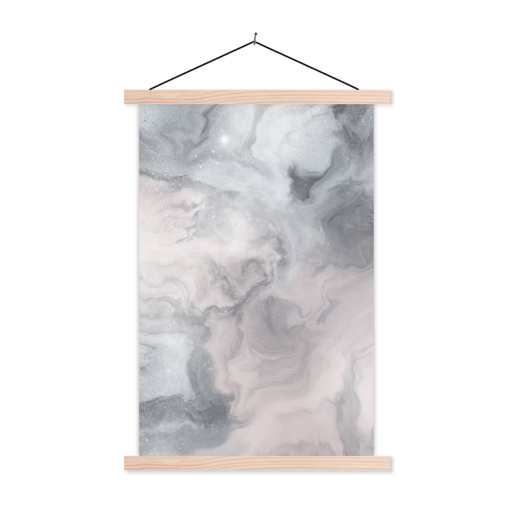 MuchoWow Textilposter Wolken - Abstrakt - Malen 120x180 cm mit holzfarbenen Rahmen - Textil-Plakat