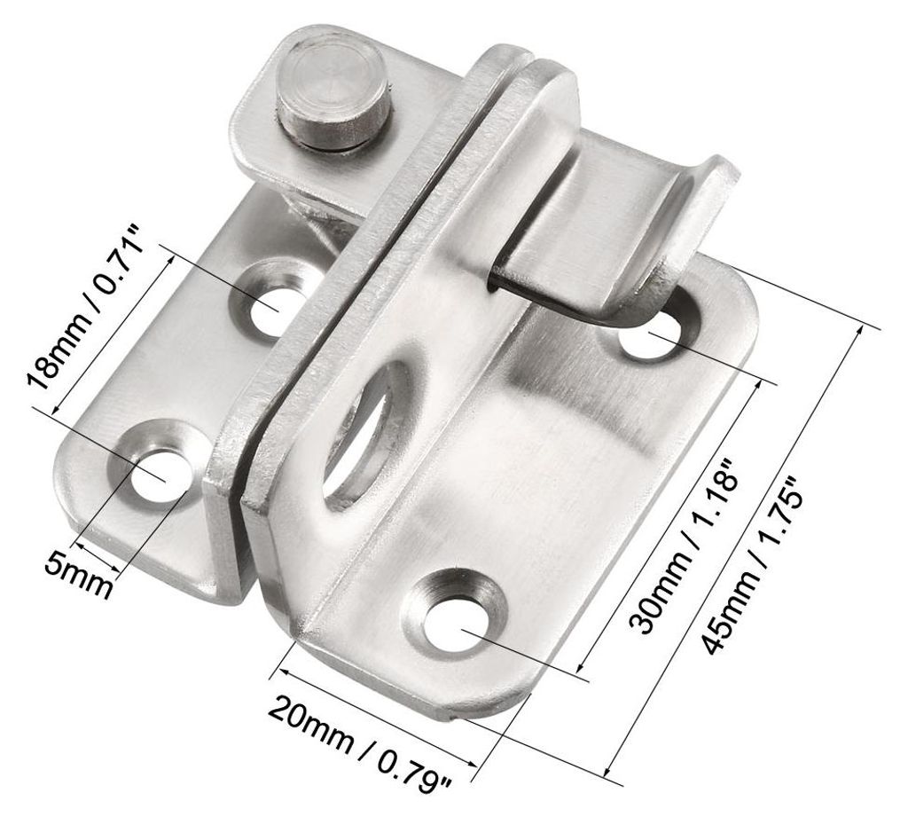 2 Stš¹ck Klapptš¹rverschluss 201 Edelstahl 45x40mm Torverschluss Links Offen Haspe Schiebeschloss mit Vorh?ngeschlossloch, Silberfarbe