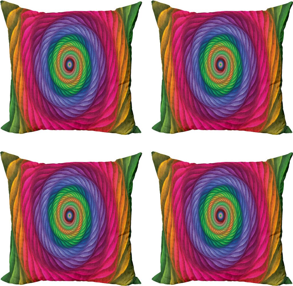 ABAKUHAUS Kunst Abstract Kissenbezug Set (4 Stück), Spiral Vortex, Moderner Doppelseitiger Digitaldruck, 45 cm x 45 cm, Mehrfarbig