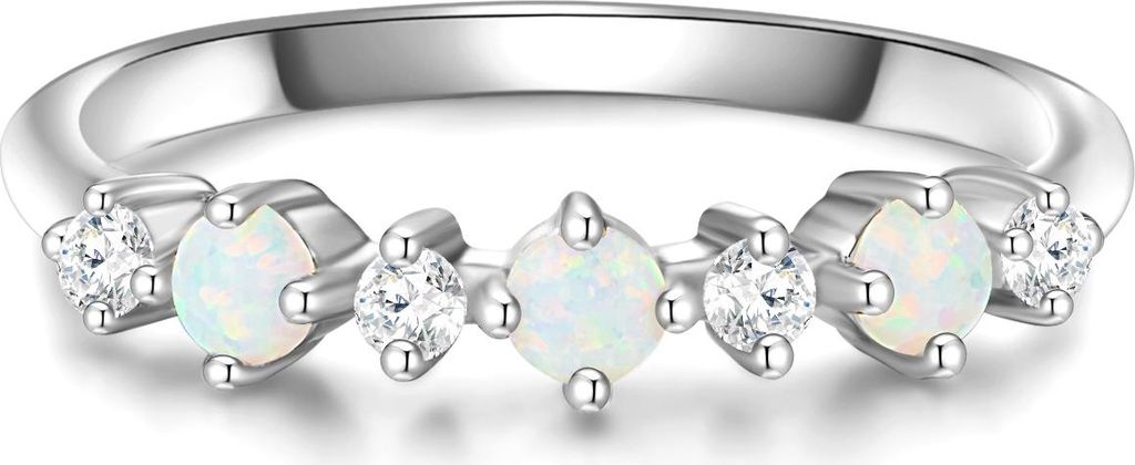 Ring Sterling Silber Opal (synth.) Zirkonia weiß 56