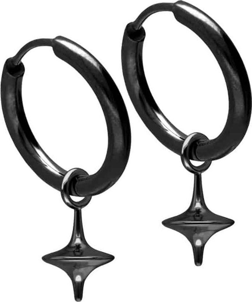 Chirurgenstahl Ohrclicker Creolen KREISEL Schwarz Innendurchmesser: 12mm + Designstärke: 2mm
