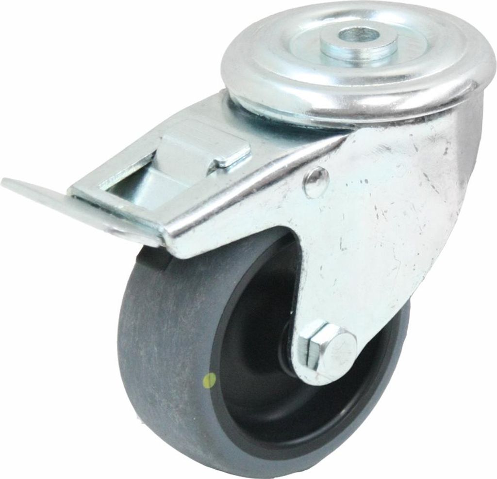 125-mm-Lenk-/Bremsrolle mit grauem, elektrisch leitfähigem, thermoplastischem Gummi