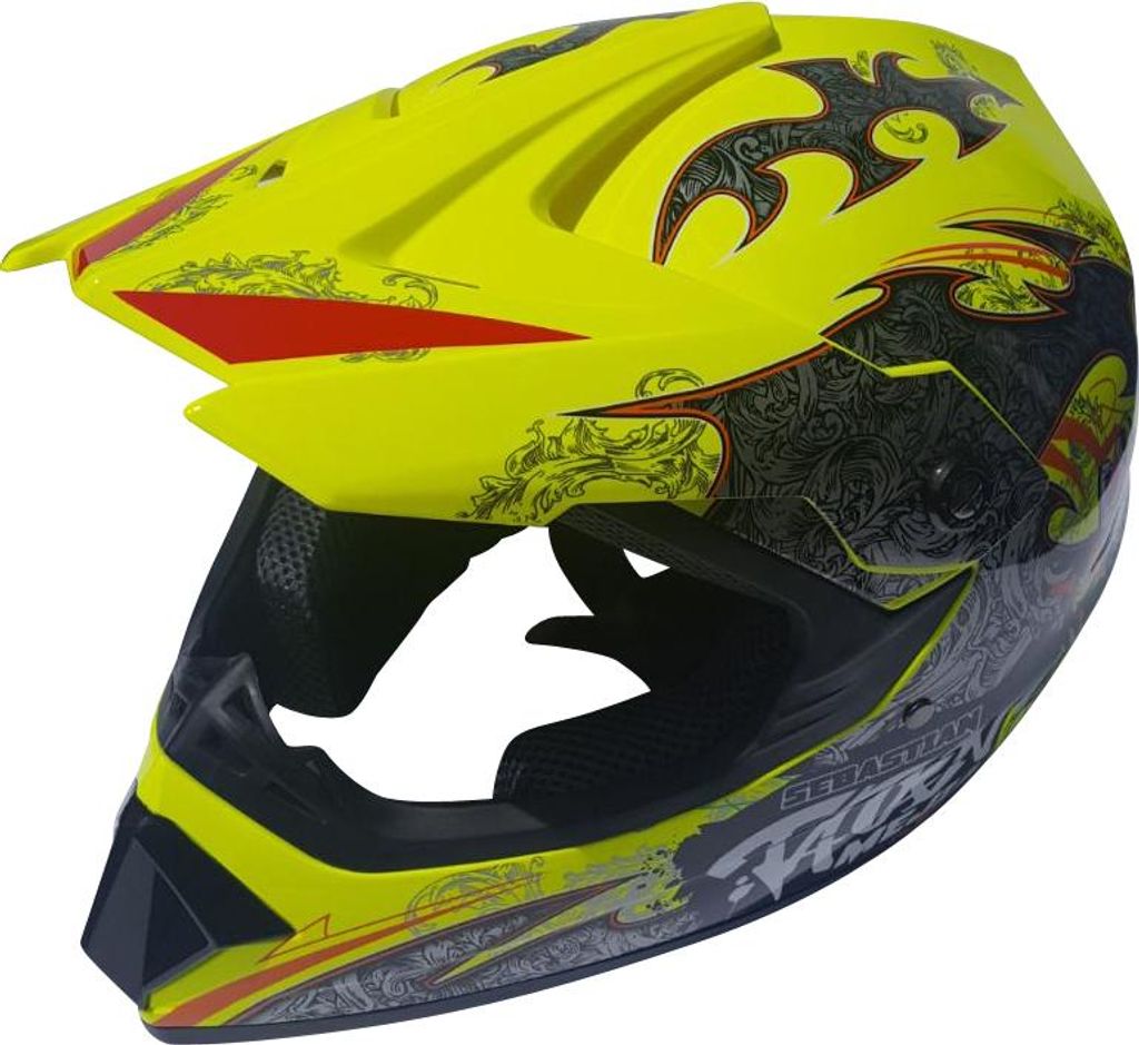 Crosshelm Helm Kinderhelm Motorradhelm Motocross Quad Mejia Gelb Größe XL