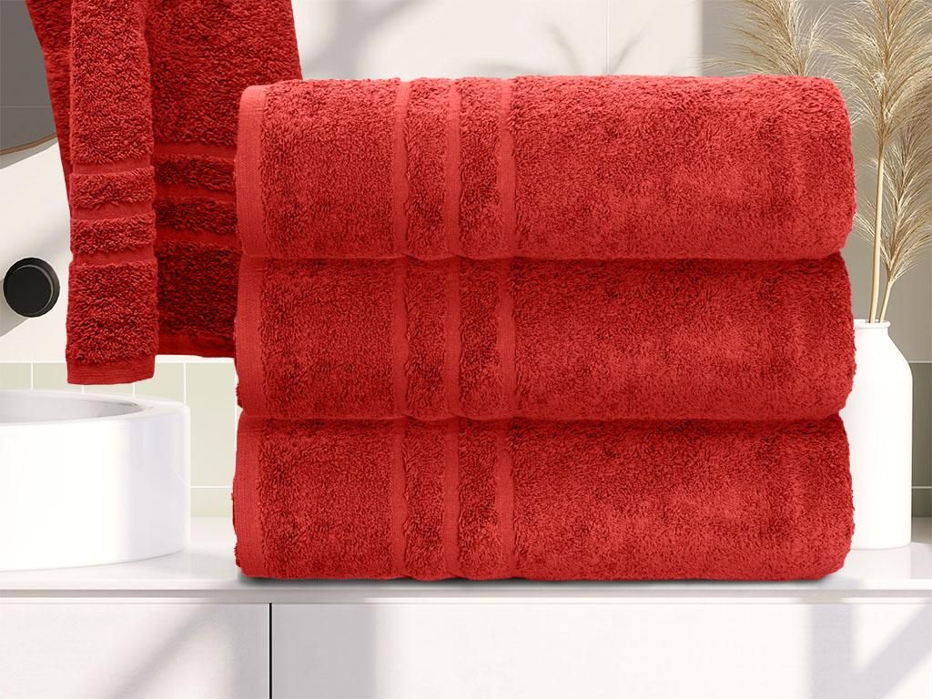 Klassisches Handtuch 70 x 140 cm, rot, 100 % Baumwolle Produktbild 