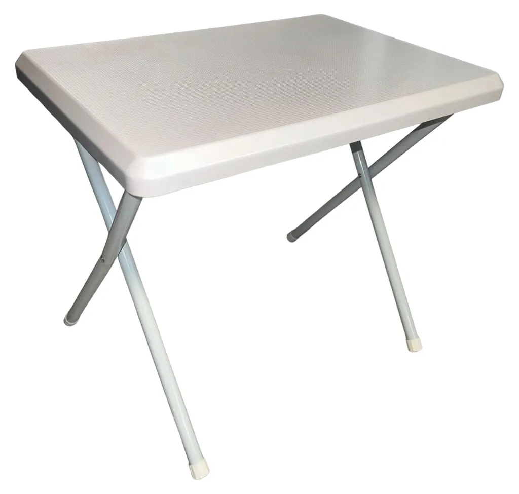Table d'appoint pliante de jardin et camping blanche 51 cm en acier